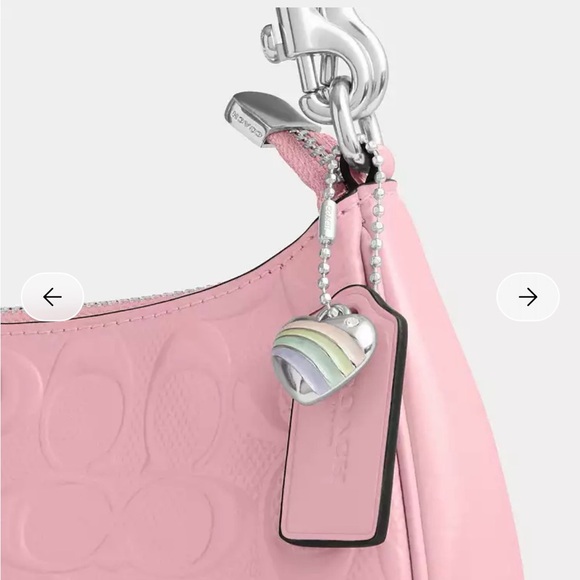 NWT 💜 Coach Teri Shoulder Bag In Signature Leather With Heart Charm - Picture 4 of 11